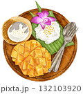 Mango sticky rice, traditional dessert from Thailand 132103920