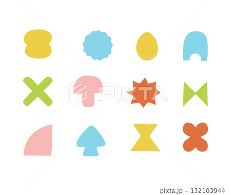 Abstract geometric set featuring pastel colors and fun, creative shapes for modern design. Vector. 132103944