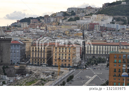 Aerial View of roof, street, building of Napoli at Italy 132103975
