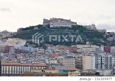 Castel Sant'Elmo and Certosa di San Martino on the top of the city in Naples, Italy 132103977