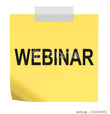 Webinar, note on yellow sticky paper. 3D rendering 132104451