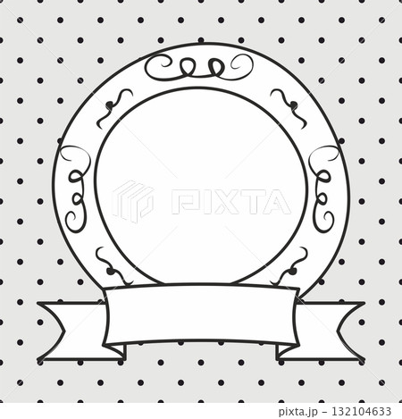 Hand drawn photo vector frame on polka dots grey background Hand drawn photo vector frame on polka dots grey background 132104633