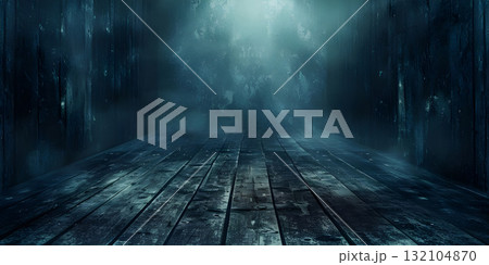 Spooky background with empty wooden planks background, Happy Halloween - Ai Generated 132104870