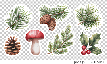 冬の森の松と自然の要素 132105044