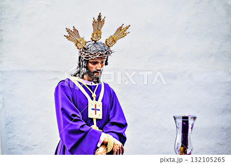 Holy Week celebrations with the procession of Jesus Cautivo in Alcala de Guadaira, Seville, Andalusia 132105265