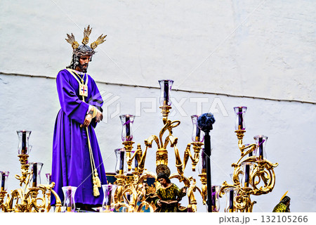 Holy Week celebrations with the procession of Jesus Cautivo in Alcala de Guadaira, Seville, Andalusia 132105266