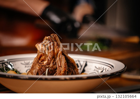 Lamb Ribs Meat Dish Served Lamb Ribs Meat Dish Served 132105664