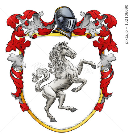 Coat of Arms Crest Horse Family Heraldry Shield 132106090