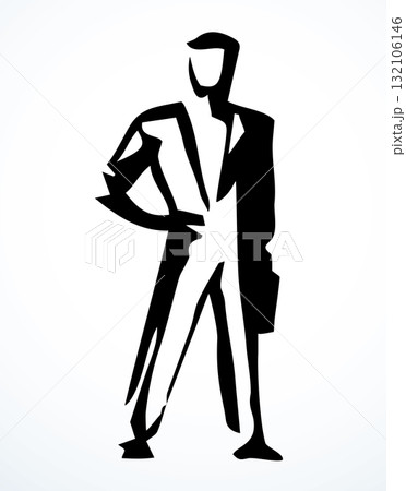 Vector drawing. Standing businessman sign Vector drawing. Standing businessman sign 132106146