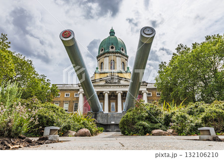 Imperial War Museum London facade with twin naval guns 132106210