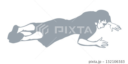 An exhausted person lies on the ground. Vector drawing 132106383