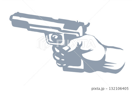Hand with a gun. Vector drawing 132106405