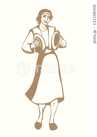 The ancient Jewish man are having fun. Vector drawing 132106408