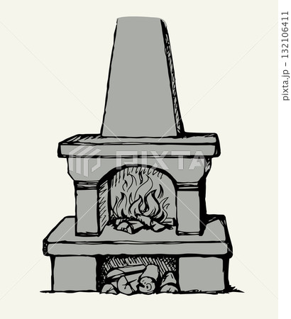 Old Russian stove. Vector drawing Old Russian stove. Vector drawing 132106411