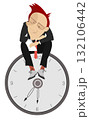 Businessman. Time concept. Deadline. Tired and sad businessman sits on the clock. On white background 132106442