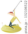 Happy golfer man on the golf court. Smiling golfer man happy to make a good shot	 132106522