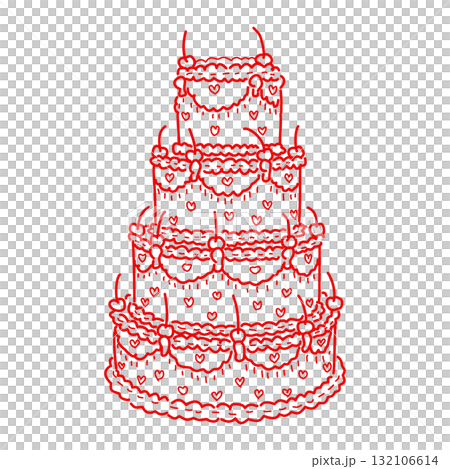 Elegant tall tiered cake illustration vintage bakery dessert art coquette aesthetic kawaii sweet confectionery design romantic patisserie style line art Elegant tall tiered cake illustration vintage bakery dessert art coquette aesthetic kawaii sweet confectionery design romantic patisserie style line art 132106614
