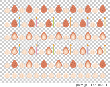 帶有草莓和蠟燭的可愛蛋糕頂線插圖 132106801