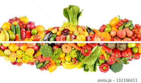 Colorful Mix of Organic Fruits and Vegetables Promoting Health and Balanced Diet for Family Nutrition Colorful Mix of Organic Fruits and Vegetables Promoting Health and Balanced Diet for Family Nutrition 132106811