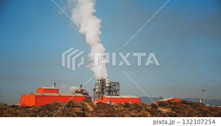 Global Warming. Smoke details on blue sky background. Global Warming. Smoke details on blue sky background. 132107254