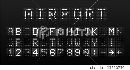 Airport LED dot matrix display alphabet and numbers set 132107564