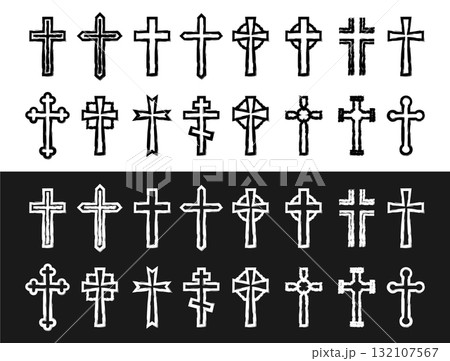 Christian cross symbols collection presenting religious iconography Christian cross symbols collection presenting religious iconography 132107567