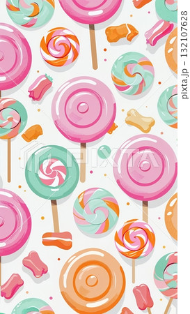 渦巻きとひとくちキャンディが彩るパステルロリポップのデライト 132107628