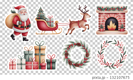 聖誕老人雪橇和舒適聖誕套裝 132107675