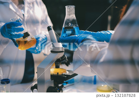 Researchers working in the clinical laboratory 132107828