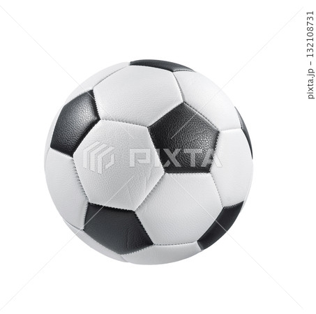 Classic Soccer Ball displayed prominently on a clean White Background 132108731