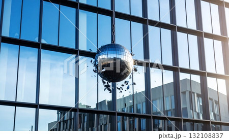 Wrecking Ball at Construction Site Wrecking Ball at Construction Site 132108837