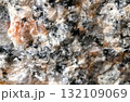 An extreme macro close-up photograph showcasing the intricate crystalline structure and rough texture of granite rock.  132109069