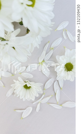 white flowers on a linen fabric background white flowers on a linen fabric background 132109430