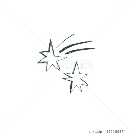 Shooting stars minimal line art with clean nordic composition and gentle cosmic theme illustration 132109574