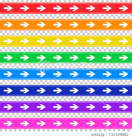 Simple banner material with arrows lined up. Colorful material set of 8 colors. Simple banner material with arrows lined up. Colorful material set of 8 colors. 132109862