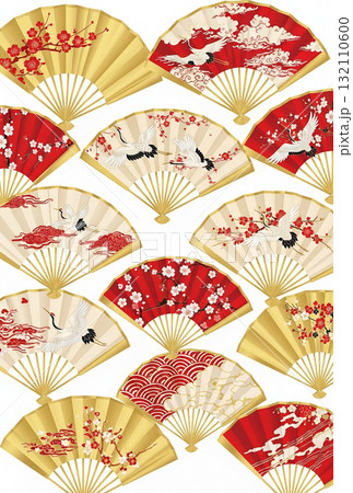 【はがき用】祝いの席に映える紅白金の扇模様 【はがき用】祝いの席に映える紅白金の扇模様 132110600
