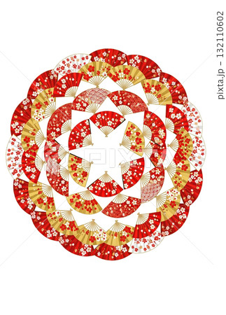 【はがき用】伝統を感じる放射状の扇文様背景 132110602