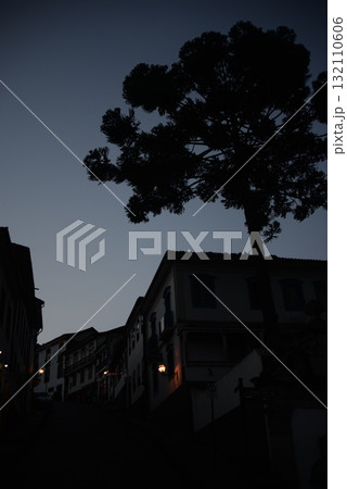 夕暮れの空と木のシルエットが美しい 夕暮れの空と木のシルエットが美しい 132110606