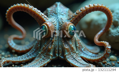 Orange Octopus with Curious Eyes 132111294