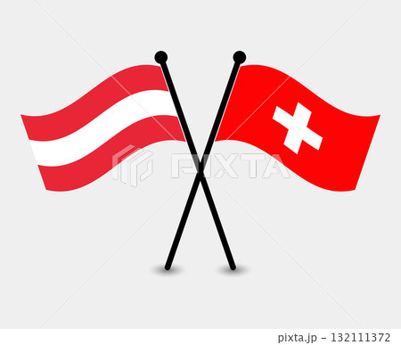 Crossed Austria and Switzerland Flags, Representing Diplomacy. 132111372