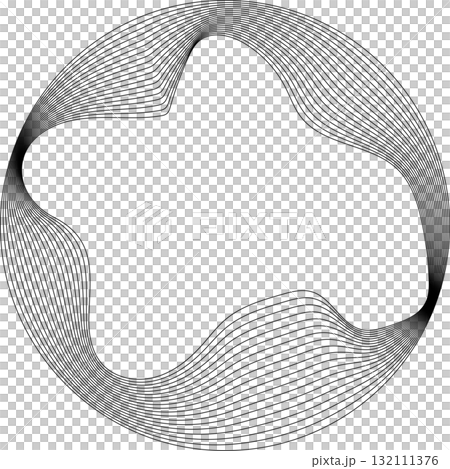 Set of circles round curve shape with wavy dynamic lines. Technology concept Set of circles round curve shape with wavy dynamic lines. Technology concept 132111376