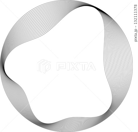 Set of circles round curve shape with wavy dynamic lines. Technology concept Set of circles round curve shape with wavy dynamic lines. Technology concept 132111378