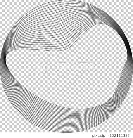 Set of circles round curve shape with wavy dynamic lines. Technology concept 132111383
