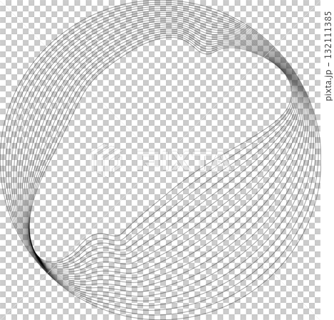 Set of circles round curve shape with wavy dynamic lines. Technology concept 132111385