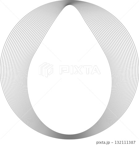 Set of circles round curve shape with wavy dynamic lines. Technology concept 132111387
