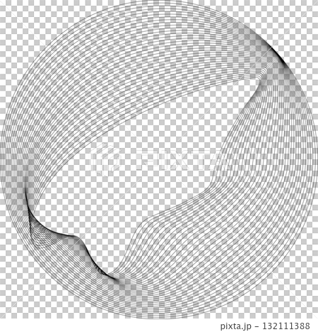 Set of circles round curve shape with wavy dynamic lines. Technology concept 132111388