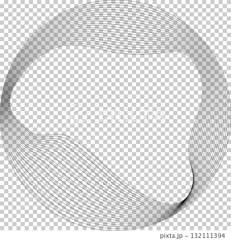 Set of circles round curve shape with wavy dynamic lines. Technology concept 132111394