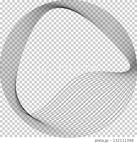 Set of circles round curve shape with wavy dynamic lines. Technology concept 132111398