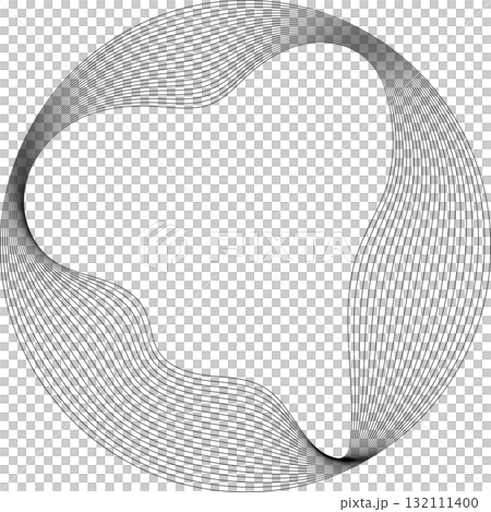 Set of circles round curve shape with wavy dynamic lines. Technology concept 132111400