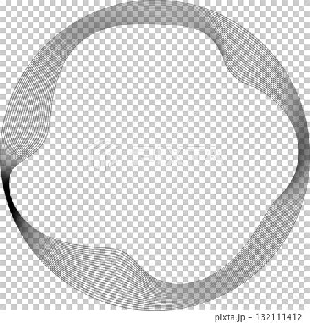 Set of circles round curve shape with wavy dynamic lines. Technology concept 132111412